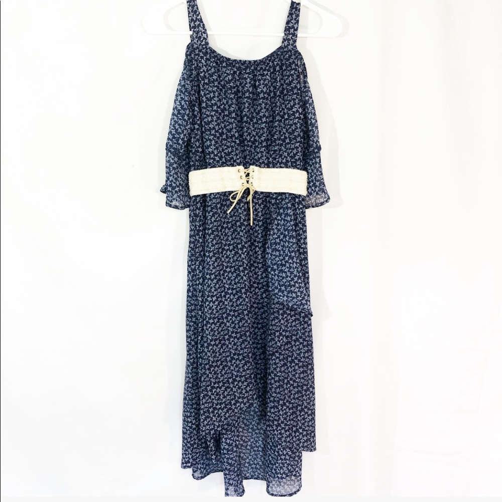 NWOT NAVY COLD SHOULDER HI LOW BUTTERFLY DRESS